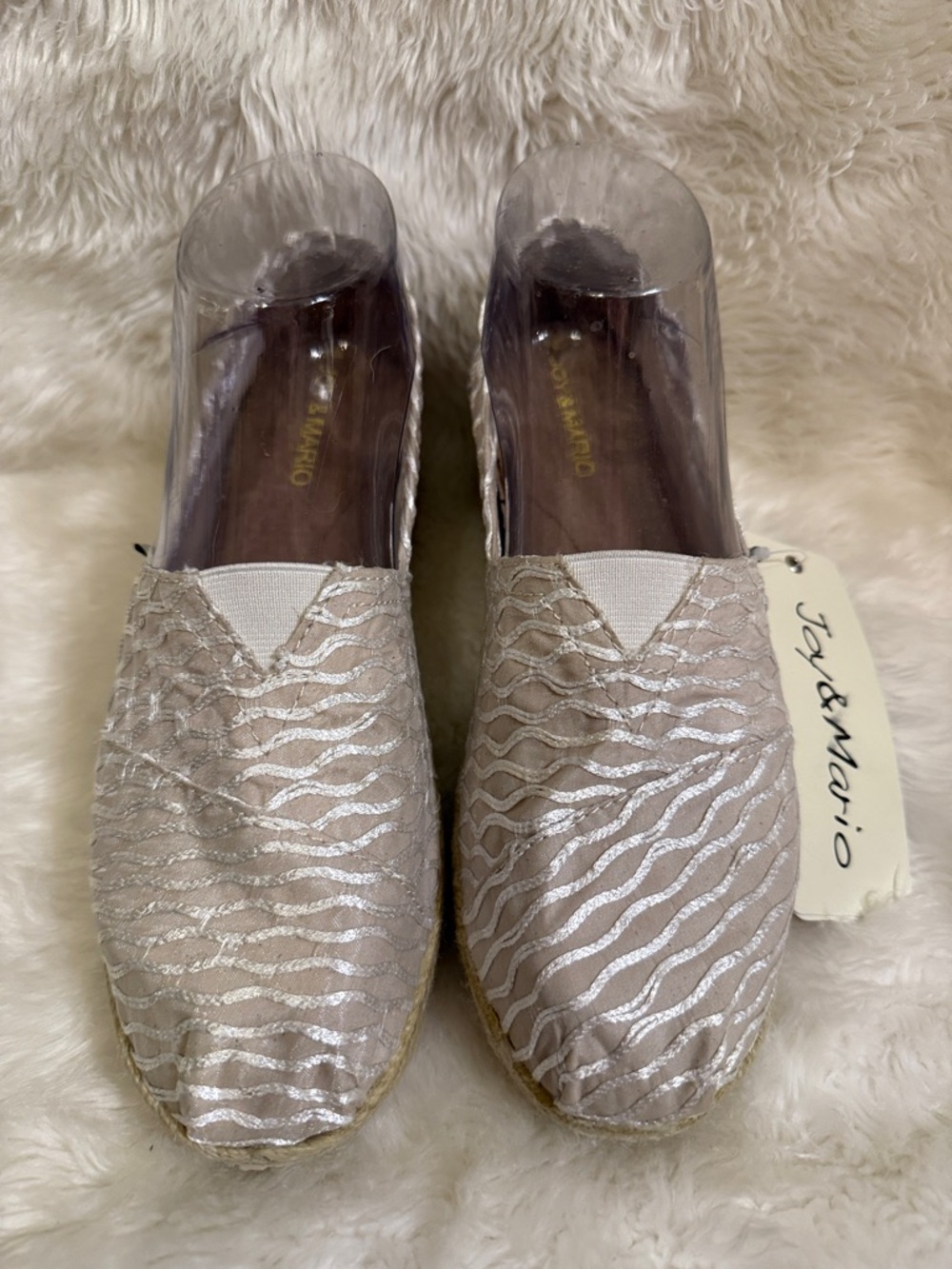 Joy & Mario White Lace Espadrille Slip On Flats Size 7 NWT